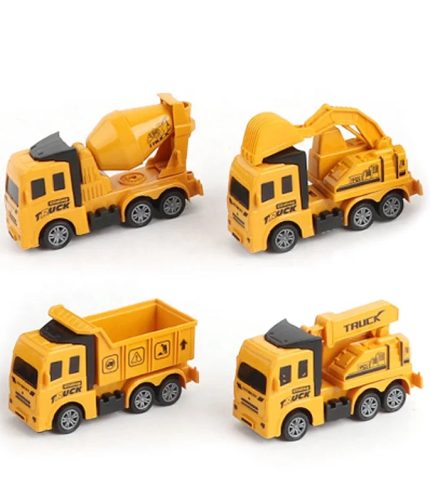 4PCS Mini Model Car Truck Friction Toy Vehicle Engineering Construction Truck Pull Back Car Toy for Kids