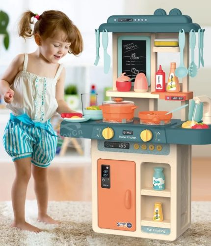 63CM 36PCS Cocina DE Juguete Simulation Cooking Fashion Kids Kitchen Set Toy Pretend Play with Light and Water Funtion