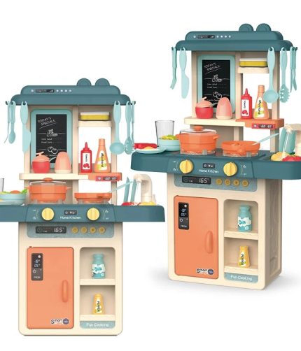 Samtoy 63CM 36PCS Light UP Water Function Simulation Cooking Table Fashion Kitchen Pretend Play Preschool Kitchen Toys For Kids