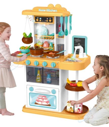 Samtoy 72CM 43PCS Pretend Play Preschool Realistic Mist Spray Sink Sound Music Kitchen Toys Cooking Set Food for Kids