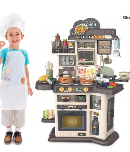 80CM 46PCS Cocina de Juguete Electric Simulated Pretend Play Preschool Kitchen Toys Real Cooking Set With Water Spray