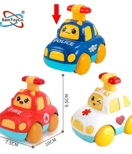 9PCS Cartoon Small Pressing Police Fire Truck Car Toy Friction Vehicle Mini Toy Cars for Kids