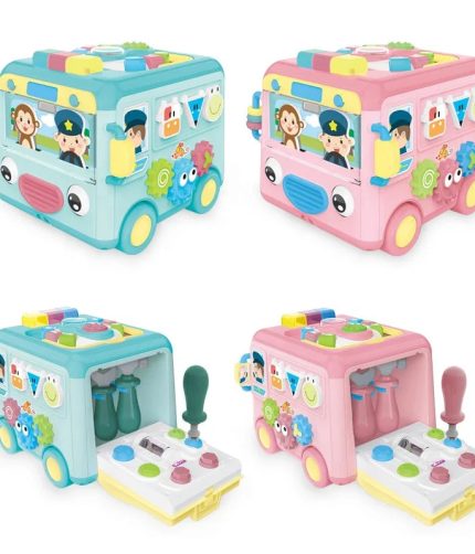 Samtoy Assembly Learning Toys Multi-functional Musical Interactive Toolbox Activity Bus Baby Toys for 18M+ Toddlers