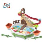 B/O Electric Rotating Swimming Magnetic Fish Catching Toy Fishing Game Toys with Climbing Stairs for Kids