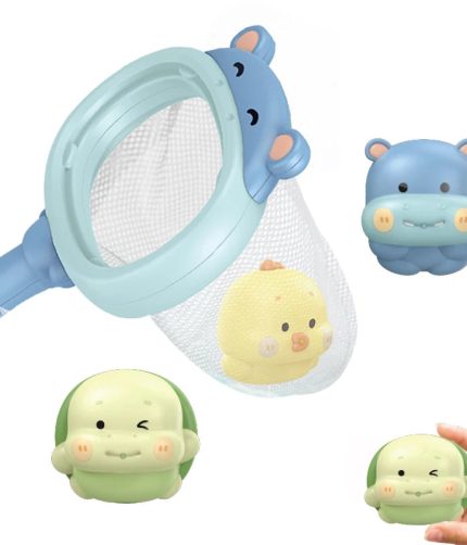 SamToy Bathroom Bathtub Water Play Floating Squirt Silicone Animal Scoop Net Swimming Baby Bath Toy Animal with Net Bag
