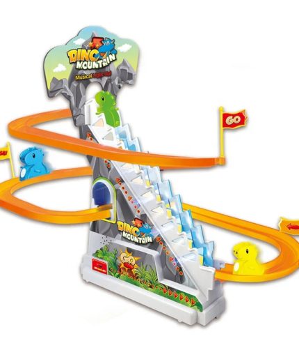 Battery Operated Automatic Games Slot Sliding Railway Track Roller Coaster Mini Dinosaur Climbing Stairs Toy with Music