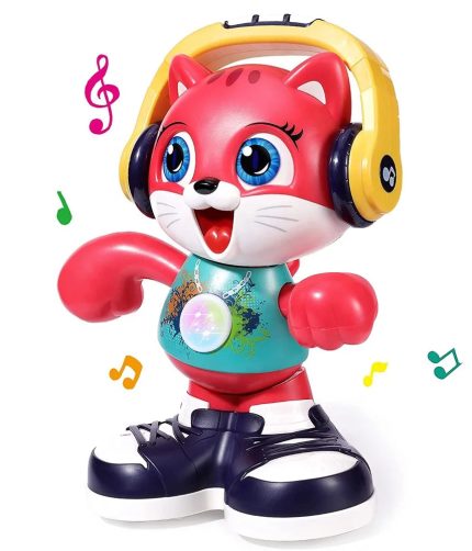 Samtoy Battery Operated Cartoon Interactive Intelligent Cat Sound Recording Walking Dancing Robot Toy with Light and Music