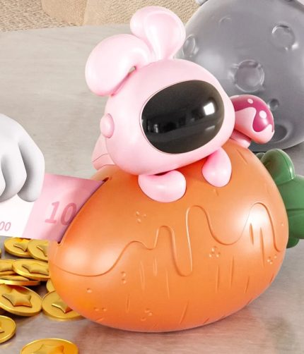 Cartoon Rabbit Birthday Gift Pretend Play Coin Storage House Money Saving Box Piggy Bank for Kids With Lock Key