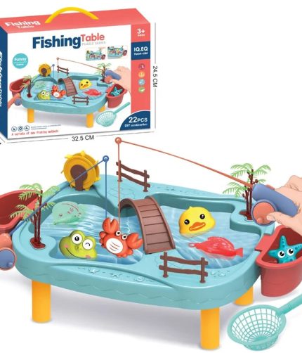 Classic Toy 22PCS DIY Fun Ducks Crab Fishing Game Scene Set Water Pool Platform Toy Magnetic Fishing Toy for Kids