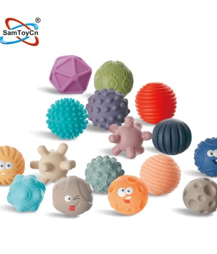 SamToy Colorful Montessori Silicone Soft Glue Floating Baby Bath Toy Rubber Squeezing Sensory Stress Ball for Toddlers