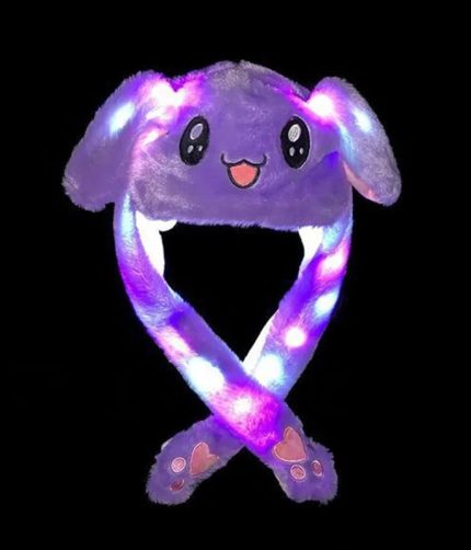 Samtoy Custom Easter Gift LED Glowing Cute Cartoon Soft Stuff Animal Toy Plush Rabbit Moving Jumping Ears Hat for Party