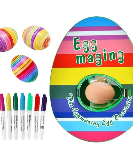 Samtoy DIY Easter Egg Painting Spinner Machine Decoration Set 8 Colors Marker Pen Plastic Easter Eggs Toy For Kids