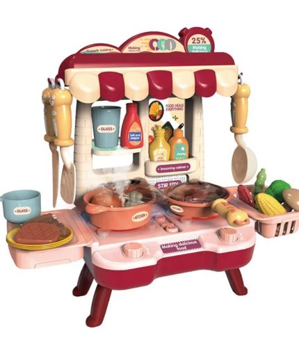 Samtoy DIY Electronic Juguetes Pretend Play Preschool Mini Kitchen Toys Cooking Set for Kids with Sounds Light Spray