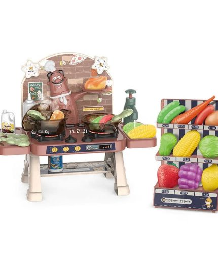 DIY Plastic Pretend Play Games Tableware Cooking Set Mini Kitchen Toys Cooking Set for Kids with Spray Mist