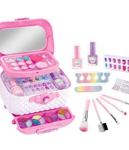 Samtoy DIY Set Pretend Play Nail Polish Manicure Set Washable Cosmetic Bag Kids Beauty Fashion Toys Girls Makeup Kit