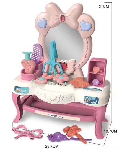Samtoy Dressing Table Role Pretend Play Toy Cosmetic Make Up Set IR Induction Open The Door Princess Girls Toys Beauty Set