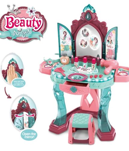 Dressing Table Role Pretend Play Toy Cosmetic Make Up Set IR Induction Open The Door Princess Girls Toys Beauty Set
