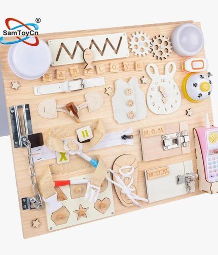 Early Learning Montessori Child Development Toys Sensory Activity Board Wooden Busy Board for Toddlers