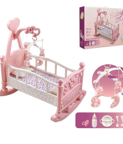 Eco-Friendly Materials Simulation Pretend Play Doll Furniture Baby Crib Toy Doll Accessories Set for Best Gift