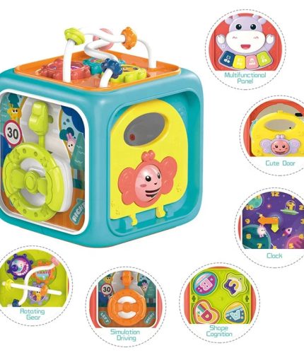 Education Montessori Toddler 6 in 1 Plastic Learning Toy Kids Baby Hexahedron Activity Cube