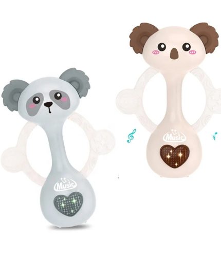 Educational Cartoon Animal Musical Grab Handbell Silicone Baby Hand Rattle Toy Stick Baby Rattle Teether for Newborn