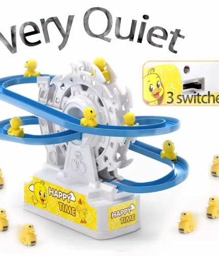 Educational Games Sliding Railway Roller Coaster Toy 3 Mini Duck Electric Track Slide Slot Toy Small Duck Climbing Toy