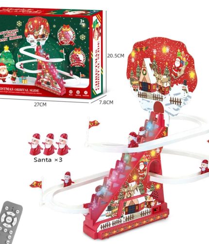 Electric Track Toys Slide Roller Coaster Stairs Indoor Toy Christmas Light Track Climbing Stairs Toy For Santa Kids Gifts