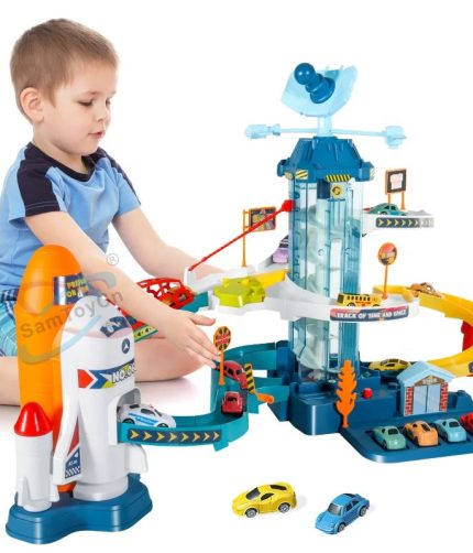 Electrical Climbing Toys Slot Parking Lot Rail Car Track Space Shuttle Orbit Car Adventure Toy with 4 Inertia Cars