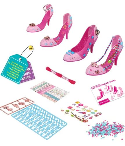 Samtoy Fashion DIY High Heel Shoes Doll Accessories Princess Dress Shoes Toys for Girls with with Jewelry Sticker