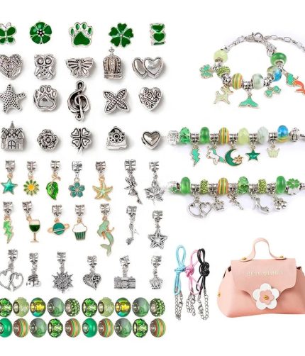 Girl Toys Charm Bracelet Handmade DIY Jewelry Beads Kit Bracelet Making Kit for Kids with Handbag