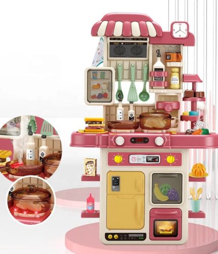 High Quality Kids Girls Home Big Happy Early Education Pretend Role Refrigerator Furniture Cooking Play Kitchen Toys