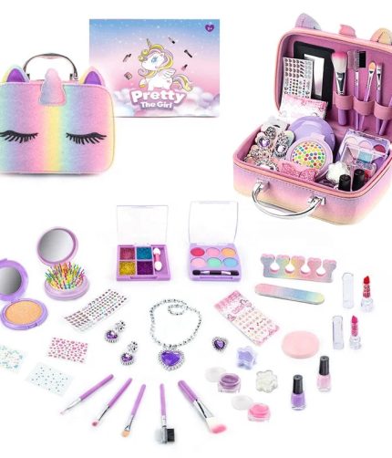 Hot Sale Non Toxic Nail Fashion Necklace Makeup Toy Colorful Storage Handbag Children Cosmetic Toy Sets for Girls