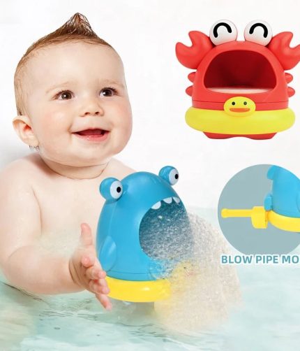 Samtoy Hot-selling Lovely Shark Crab Summer Bubble Maker Machine Blower Baby Bath Toy Soap Bubble Toys for Toddler