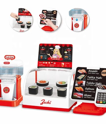 Indoor Supermarket DIY Cognition Food Machine Play House Ordering Table Sushi Vending Table Machine Selling Shop Toy
