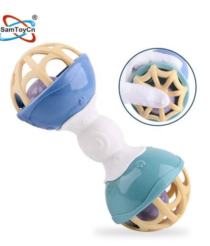 Infant Toys Silicone Soft Toy Hammer Shape Handbell Newborn Hand Grasping Music Rattle Ball Baby Rattles for Toddlers
