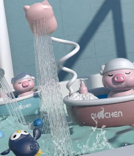 Samtoy Interactive Cute Piggy Summer Water Game Bathtub Shower Toys Nontoxic Baby Bath Toys With Shower Head