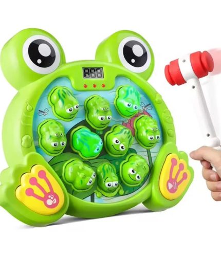 Interactive Funny Hit Crazy Frog Hammer Game Play Baby Electronic Reaction Speed Whack A Mole Game with Light Music