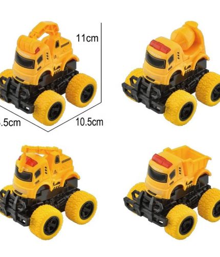 Samtoy Kids 4PCS Deformation 360 Rotation Excavator Friction Diecast Toy Vehicles Truck Toy Set for Boys