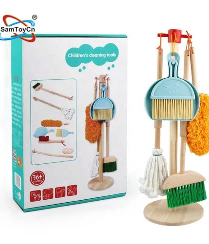 Kids Early Education Pretend Play Preschool DIY Simulate House Cleaning Tool Toy Wooden Home Cleaning Toys for Girls