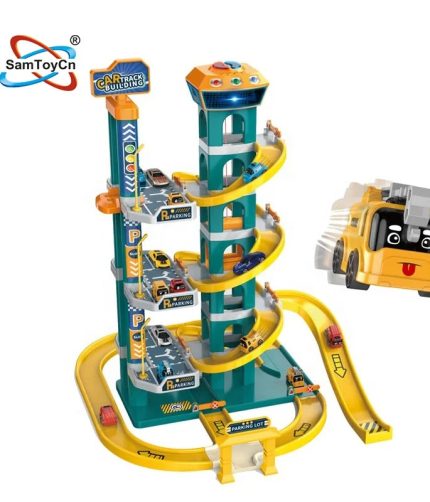 Kids Seven Layer Educational Assembly Adventure Truck Car Track Parking Garage Lot Slot Toys with Car Toys