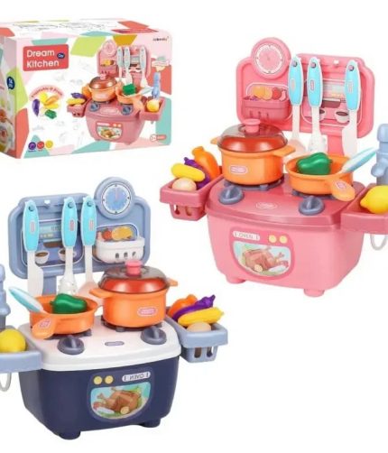 Samtoy Kids Simulation Family Pretend Funny Toys Girl Cooking Play Kitchen Table Toy DIY Mini Kitchen Set with 20 PCS