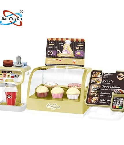 Mini Plastic Accessories DIY Ice Cream Pastry Coffee Shop Play House Table Game Kitchen Toys with Sound Light