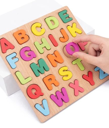 Samtoy Montesori Shape Matching Game Color Sensory Cognition Board Alphabet Wooden Puzzle Jigsaw Puzzle Board