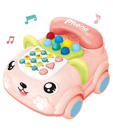 Samtoy Montessori Educational Baby Toys Electronic Multifunction Push Drag Pull Musical Phone Toy Telephone Car for Toddlers
