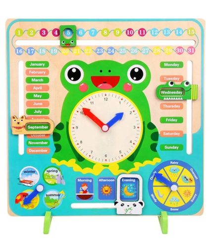 Samtoy Multifunctional  Montessori Cognition Toy Weather Season Calendar Clock Wooden Clock Toddler Learning Toys