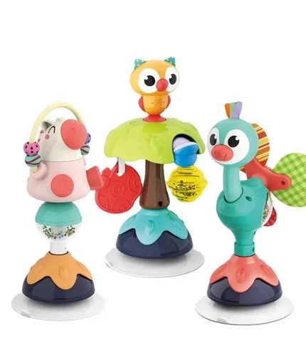 Samtoy Multifunctional Early Educational Cute Animals Rattle Suction CupTray Toy Baby Rattles Toys for Newborn Babies