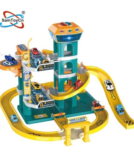 Multilayer Four Layer Educational Toy Station Car Track Parking Lot DIY Assembly Interlocking Toy Bricks for Kids