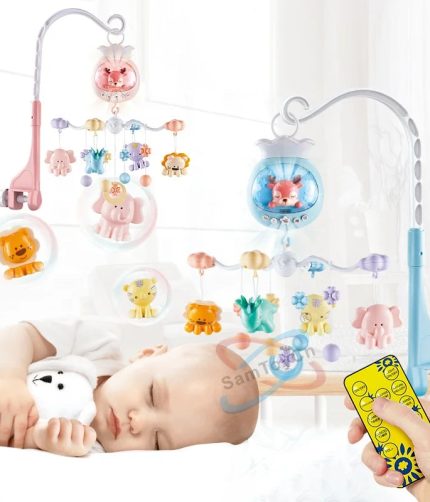 Samtoy Musical Bed Bell Sleep Rattle Remote Control Crib Mobile Hanger Nursery Plastic Felt Baby Mobiles for Cot