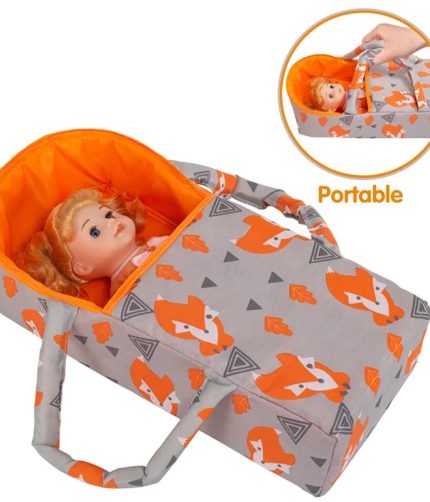 New Arrival Orange Iron Pretend Play Baby Reborn Doll Accessories Carry Cloth Bag Portable Sleeping Basket with Gril Doll