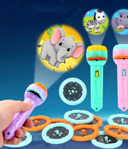 Plastic Early Childhood Educational Mini Sleeping Story Book Toy Slide LED Flashlights Projector Torch Lamp